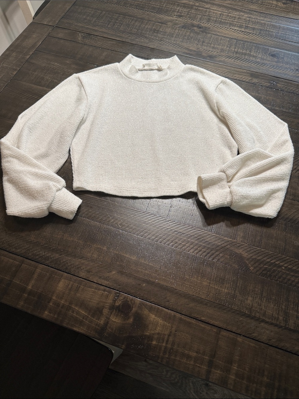 Lush Cream Cropped Mock Neck Sweater